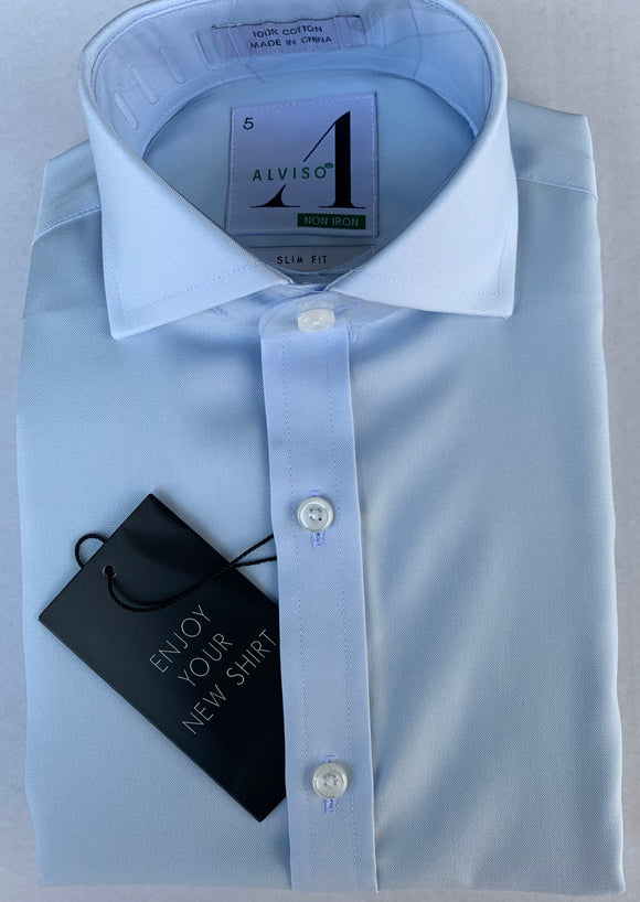 Alviso Non-Iron Slim Sky Blue Shirt
